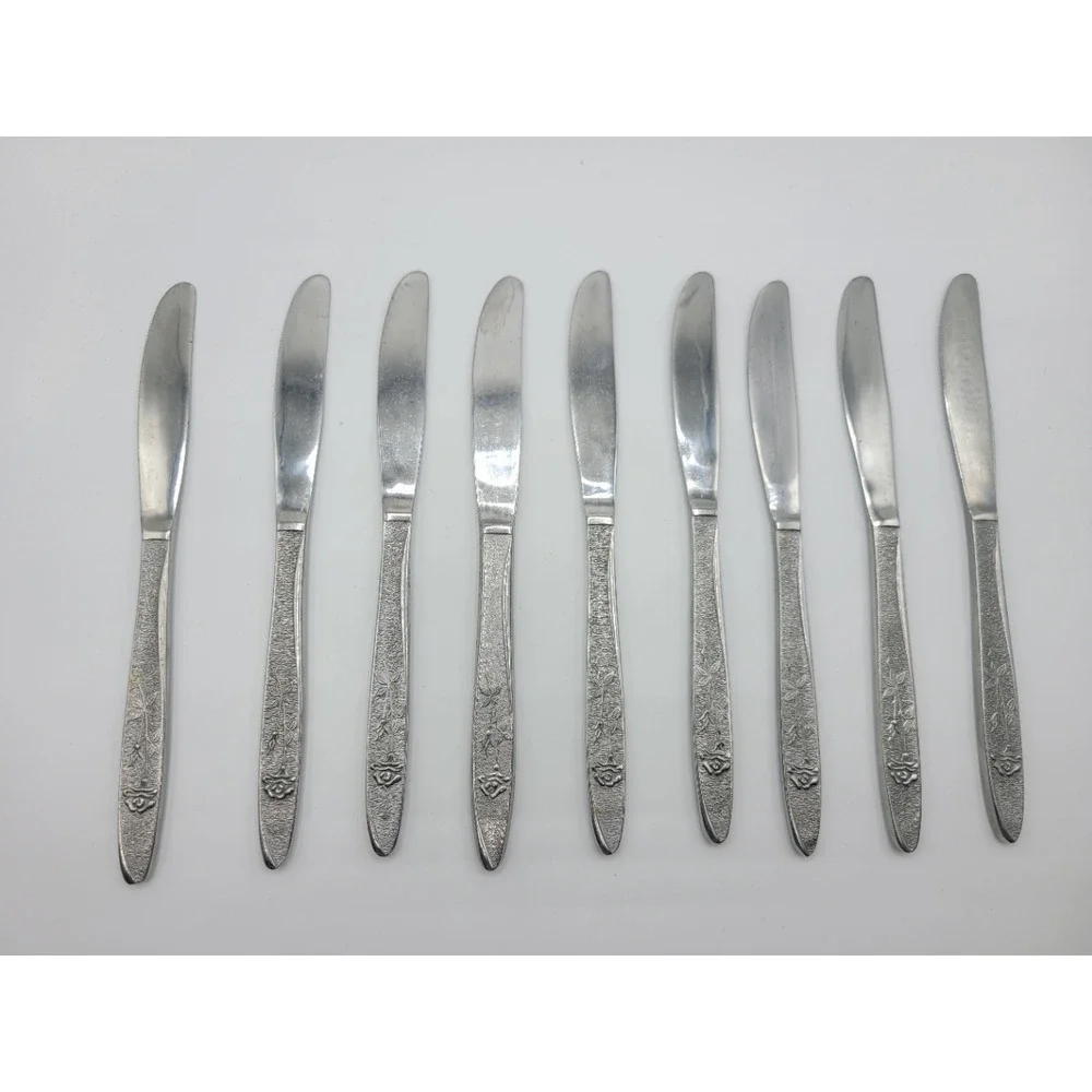 Stanley Roberts Florentine Rose stainless‎ steel 9 butter knives.
